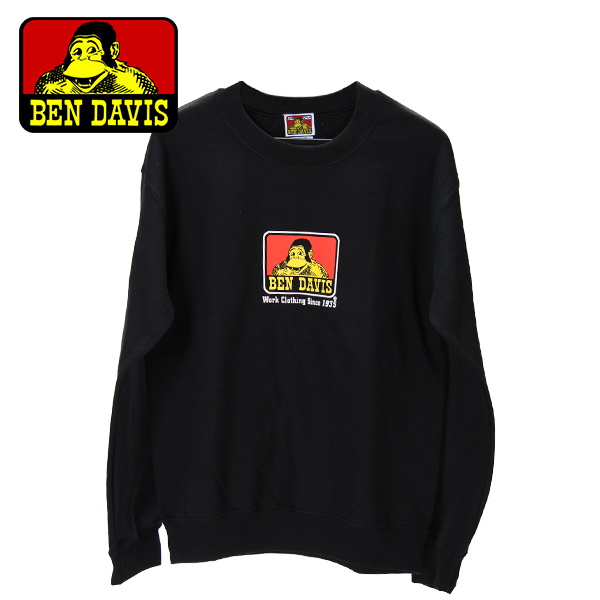 【365日出荷対応】Ben Davis ベンデイビス Logo トレーナー Crew Neck クルーネック XL Black ブラック 9035 スウェット