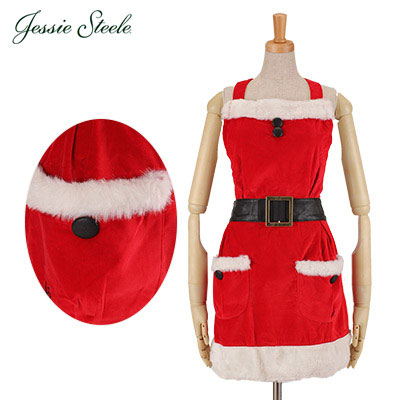 Jessie Steele ジェシースティール Mrs. Clause Apron ミスタークローズエプロン Red Velvet レッド 457-JS-002V カフェトワレ ネコポス発送