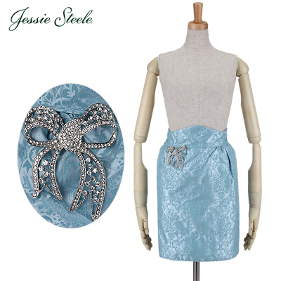 Jessie Steele ジェシースティール June Half Apron ジューン ハーフ エプロン Bouquet Damask ブルー 168-JS-229B カフェトワレ ネコポス発送