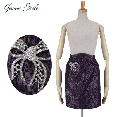 Jessie Steele ジェシースティール June Half Apron ジューン ハーフ エプロンBouquet Damask パープル 168-JS-229P カフェトワレ ネコポス発送