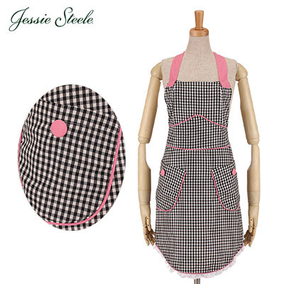 Jessie Steele ジェシースティール Sabrina Apron サブリナ エプロン ブラック & ホワイト(格子柄)453-JS-149BLK カフェトワレ ネコポス発送