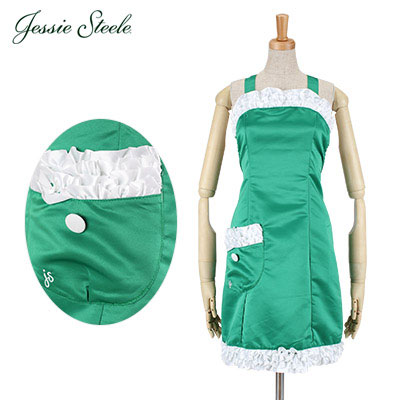Jessie Steele ジェシースティール Antoinette Apron アントワネット エプロン Green Satin グリーン 456-JS-GRN カフェトワレ ネコポス発送