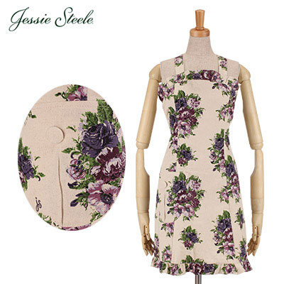 Jessie Steele ジェシースティール Antoinette Apron アントワネット エプロン Vintage フローラルパープル 456B-JS-236PM カフェトワレ ネコポス発送