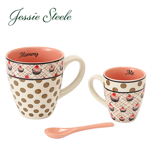 【365日出荷対応】JessieSteele ジェシースティール ユー&ミー You&Me マグカップ2個セット&スプーンCherry Cupcake チェリーカップケーキ 49014
