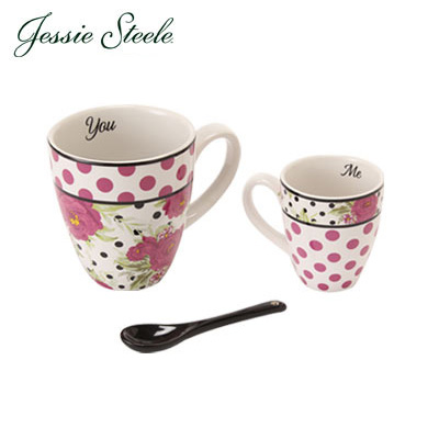 【365日出荷対応】JessieSteele ジェシースティール ユー&ミー You&Me マグカップ2個セット&スプーンDotted Parlor Floral ドット フローラル 49018