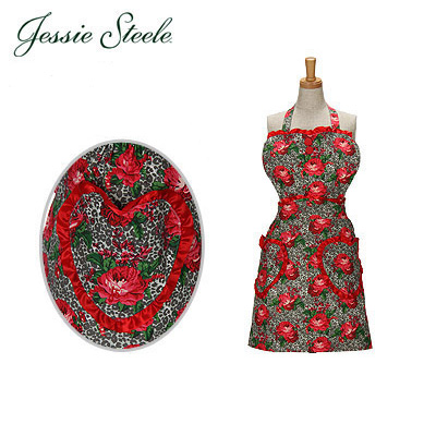JessieSteele ジェシースティールエプロン レオパード 170-JS-200 Convertible Sweetheart Apron Leopard Floral カフェトワレ