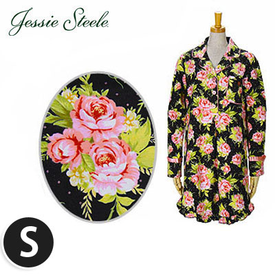 【365日出荷対応】JessieSteele ジェシースティール パジャマ 1001-JS-158B Cottage Rose Black Nightshirt ローズブラック