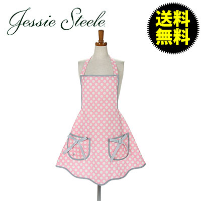 【JessieSteele】 ジェシースティール Ava Apron Rosy Pink Polka Dot ロージー ピンク & ホワイト ドット 110-JS-94RP カフェトワレ ネコポス発送
