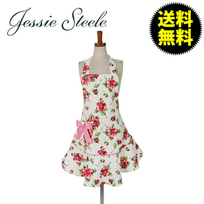 【】 ジェシースティール Josephine Apron Pink Magnolias White ピンクマグノリア ホワイト 111-JS-250W カフェトワレ ネコポス発送