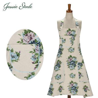 ジェシースティール Chef’s Apron エプロン Vintage Floral Blue ビンテージ フローラルブルー 305-JS-236BM カフェトワレ ネコポス発送