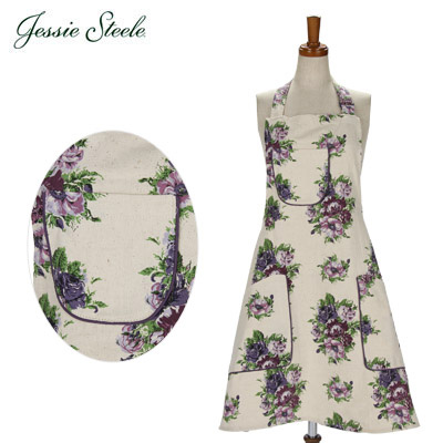 Jessie Steele ジェシースティール Chef’s Apron エプロン Vintage Floral Purple Bib パープル 305-JS-236PM カフェトワレ ネコポス発送