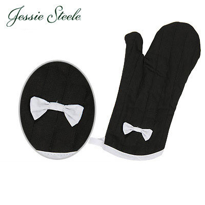 【365日出荷対応】JessieSteele ジェシースティール ミトン/鍋つかみ 白黒バイアス 505-JS-005 Oven Mitt w. Bow Black w. White Bias