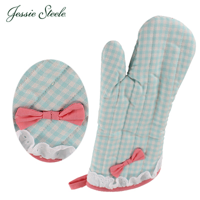 【365日出荷対応】 Jessie Steele ジェシースティール Oven Mitt w/BowミトンBlue and White Gingham ブルー & ホワイト 515-JS-149B