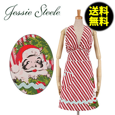Jessie Steele ジェシースティール Bombshell Apron ボンバーシェル エプロン キャンディー ステッキ ストライプ 452-JS-225 カフェトワレ ネコポス発送