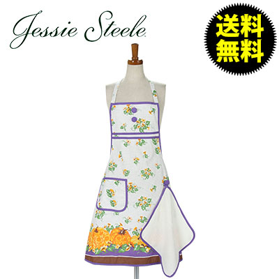 【JessieSteele】 ジェシースティール Gigi Apron with Towel Carved Pumpkins Border 101-JS-266 カフェトワレ ネコポス発送
