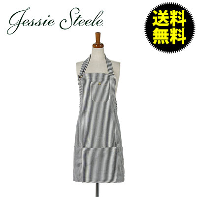 【】 ジェシースティール Greta Apron with Grommet Tie Navy Stripe Twill ネイビーストライプ 465-JS-239 カフェトワレ ネコポス発送