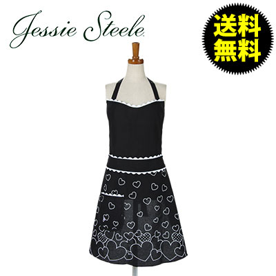 【】 ジェシースティール Natalie Apron Ric Rac Hearts Border リック ラック ハート ボーダー 469-JS-265 カフェトワレ ネコポス発送
