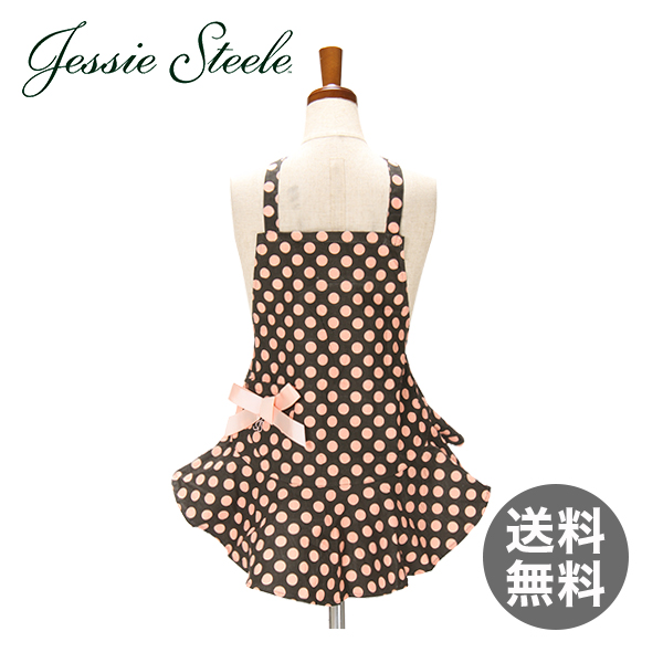 JessieSteele ジェシースティール エプロン ブラウン&ピンクドット 正規品直輸入 子供用エプロン(キッズ用)211-JS-94J カフェトワレ ネコポス発送