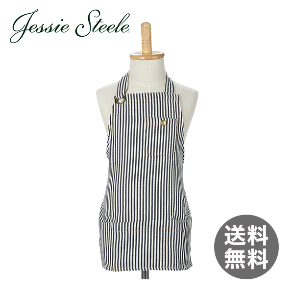 【】 ジェシースティール Greta Apron with Grommet Tie ネイビーストライプ リトル キティー 258-JS-239 キッズ用 カフェトワレ ネコポス発送