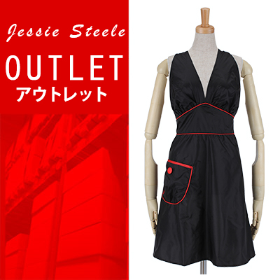 【 送料無料 ! アウトレットセール 】Jessie Steele ジェシースティール Stylist Salon ボンバーシェル エプロン ブラック & レッド 452-SL-BLKR カフェトワレ