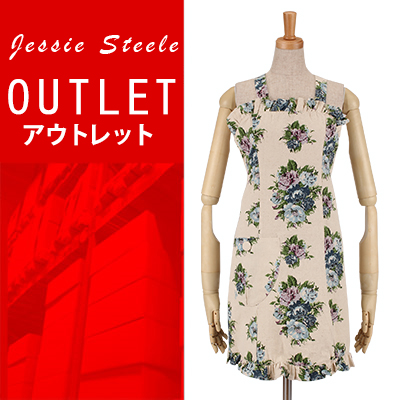 【 送料無料 ! アウトレットセール 】Jessie Steele ジェシースティール アントワネット エプロン Vintage Floral ブルー 456B-JS-236BM カフェトワレ