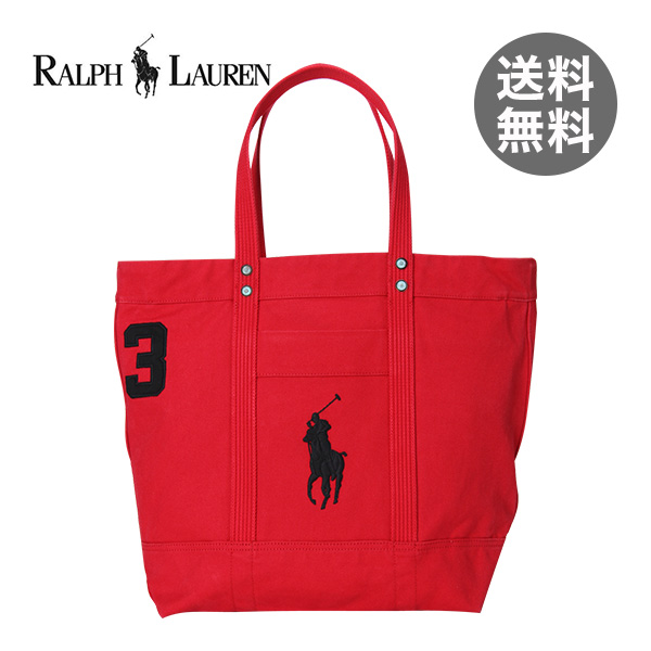 【365日出荷対応】Ralph Lauren ラルフローレン SS15 BIG PP TOTE ビッグポニーキャンバス PARKAVE RED 405532853001