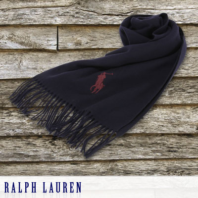 【365日出荷対応】【RALPH LAUREN】ラルフローレン ビッグ ポニー ウール スカーフ マフラー Big Pony 604015 ハンターネイビー/バーガンディ―