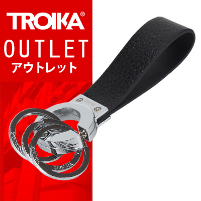 【 送料無料 ! アウトレットセール 】 トロイカ キークリック ブラック レザーループ付キーホルダー KR802/LE TROIKA KEYCLICK